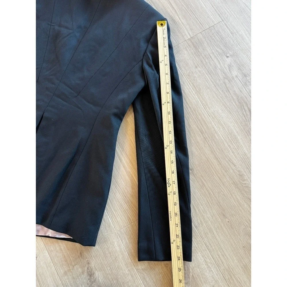 LOFT Womens Black Wool Blend Stretch‎ Blazer Size 6 Tailored Workwear Office
